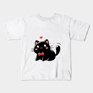 CUTE LOVE BLACK CAT Kids T-Shirt